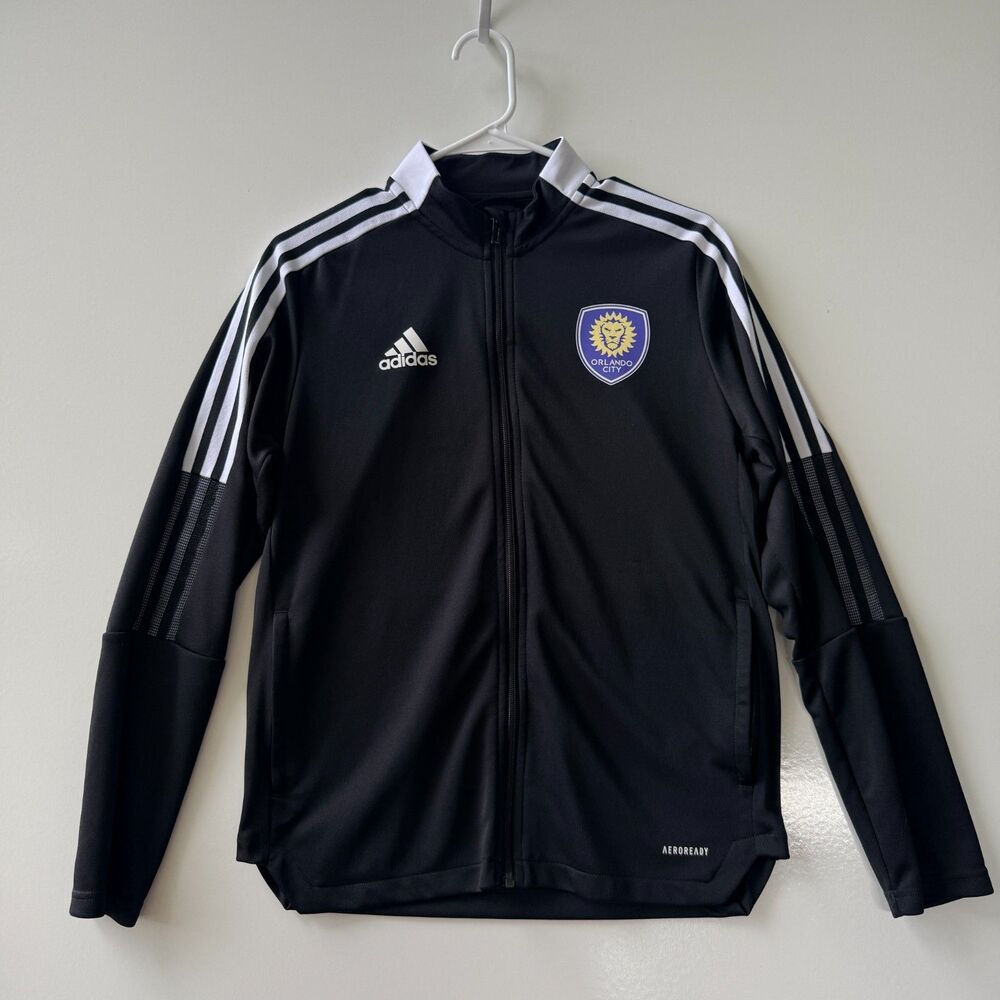 Adidas Orlando City SC Black Track Jacket Youth 13-14 Large Primegreen AEROREADY